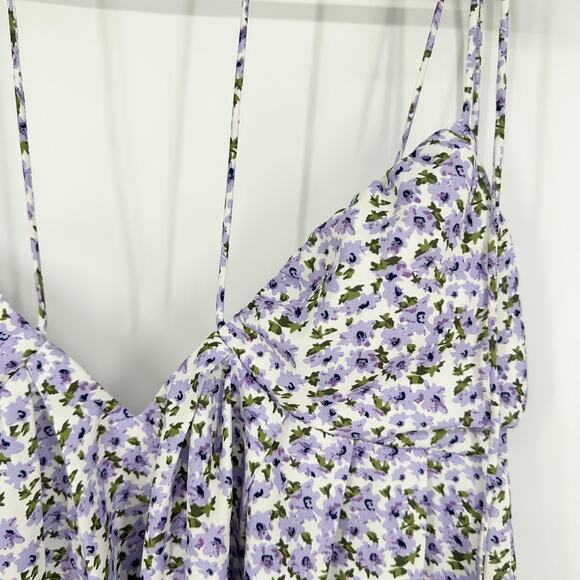 REVOLVE More To Come Viola Tie Strap Mini Dress Floral Plunge V-Neck in Lavender - Picture 7 of 14